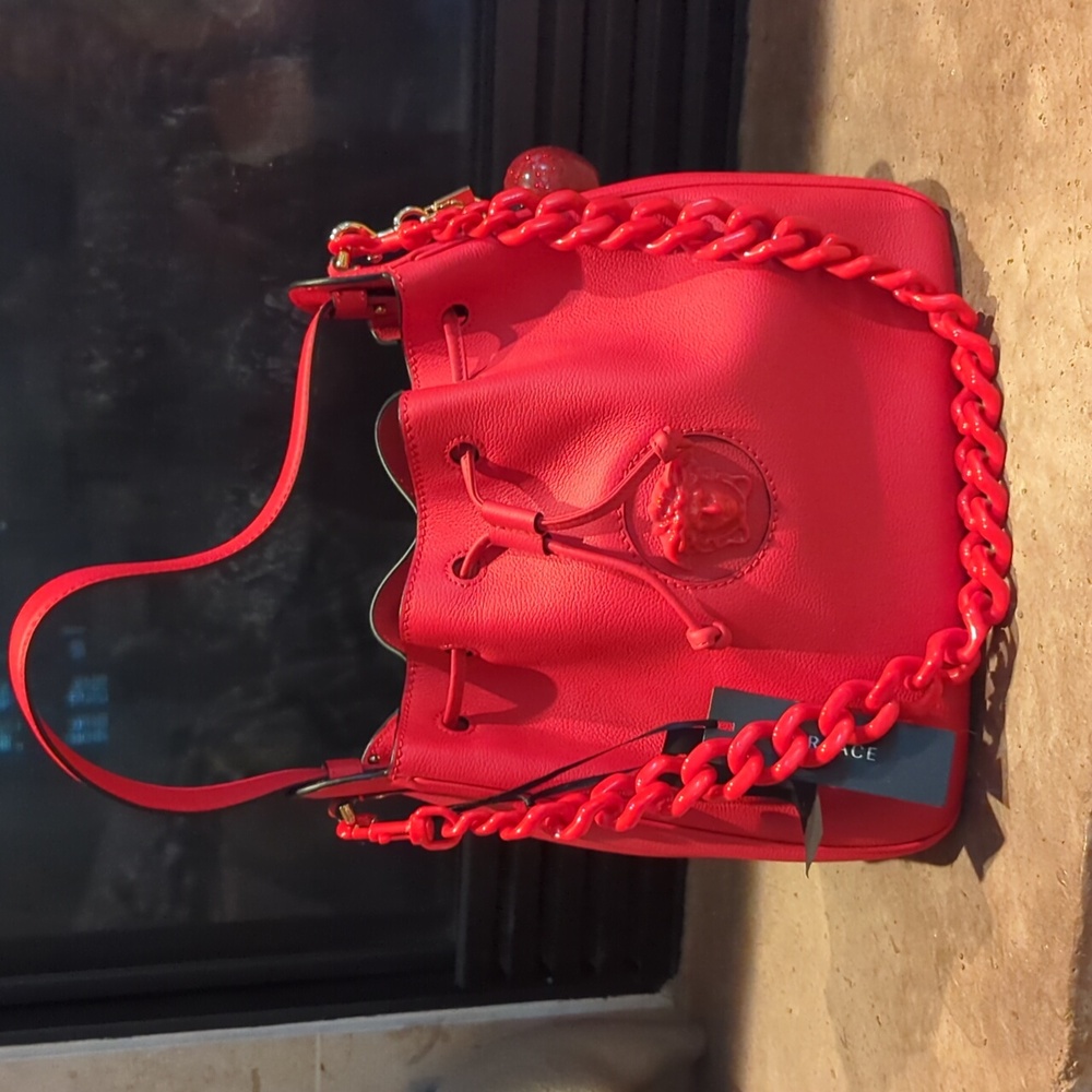 Versace bag La Medusa Bucket Hobo Red Tote Bag